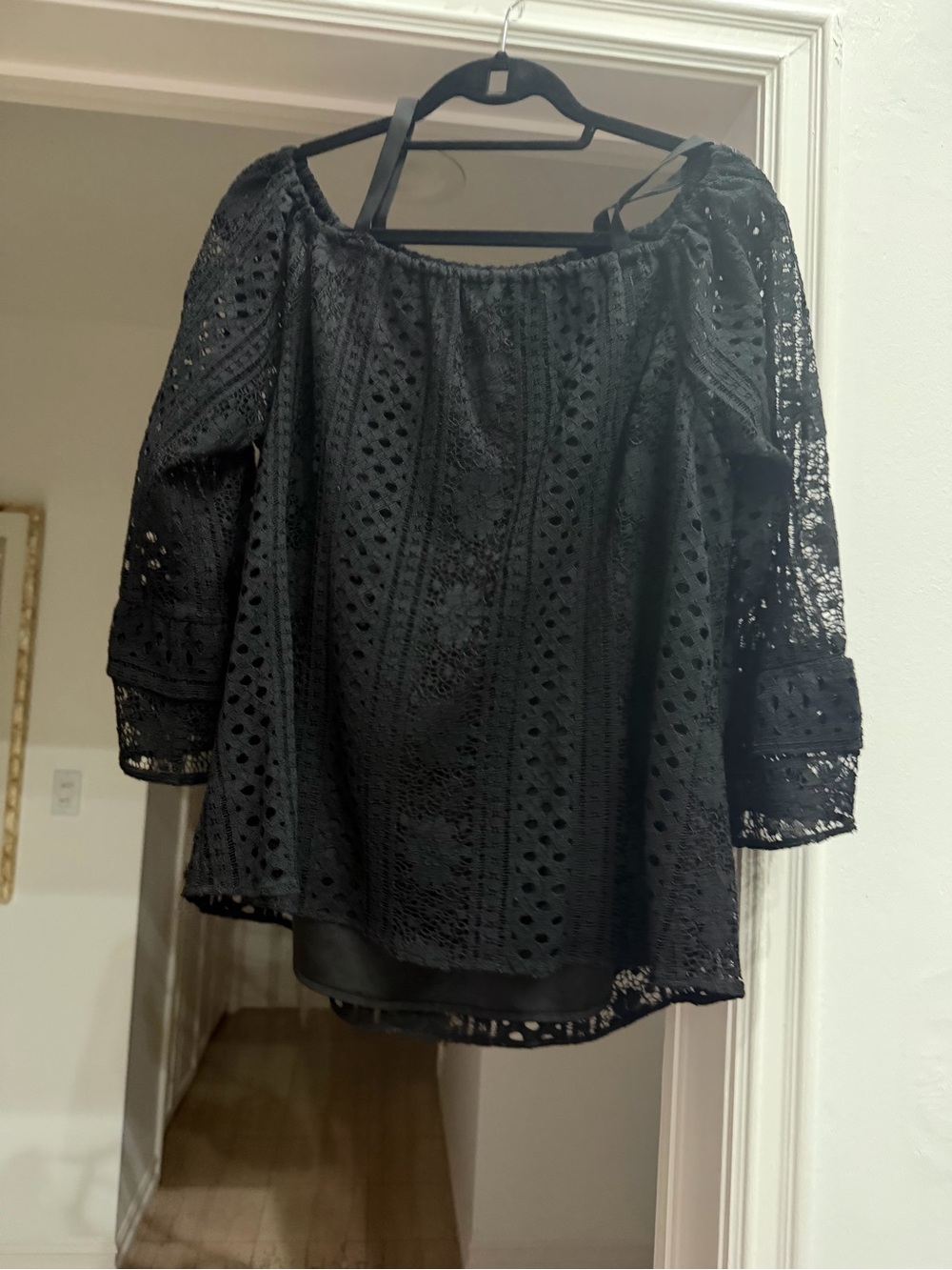 Parker Black Lace Off-Shoulder Blouse